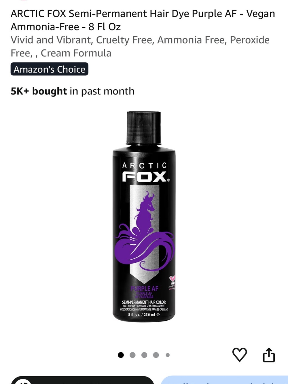 Arctic Fox Purple AF Semi-Permanent Hair Dye — Bold Purple Shade